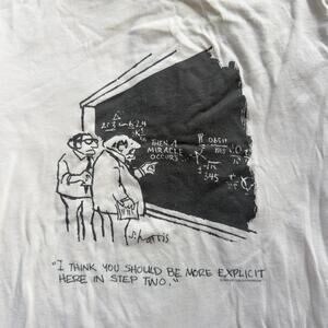 Vintage 1985 Sidney Harris Adult Medium T Shirt Then A Miracle Occurs Made USA